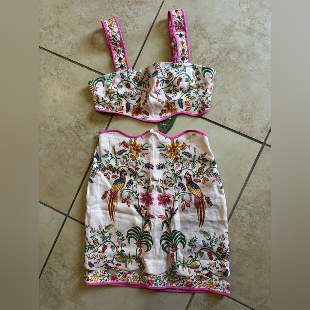Farm Rio Delicate Forest Pink Mini Dress NWT - Picture 4 of 14